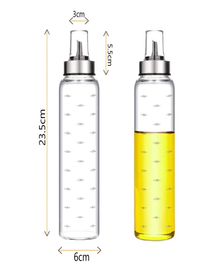 باسكيتي وعاء زجاجي للزيت والخل من باسكتي، زجاجة زيت سائلة بغطاء معدني من زجاج البوروسيليكات، سعة 500 مل، طول 24 سم (عبوة جديدة من قطعتين) - Image 2
